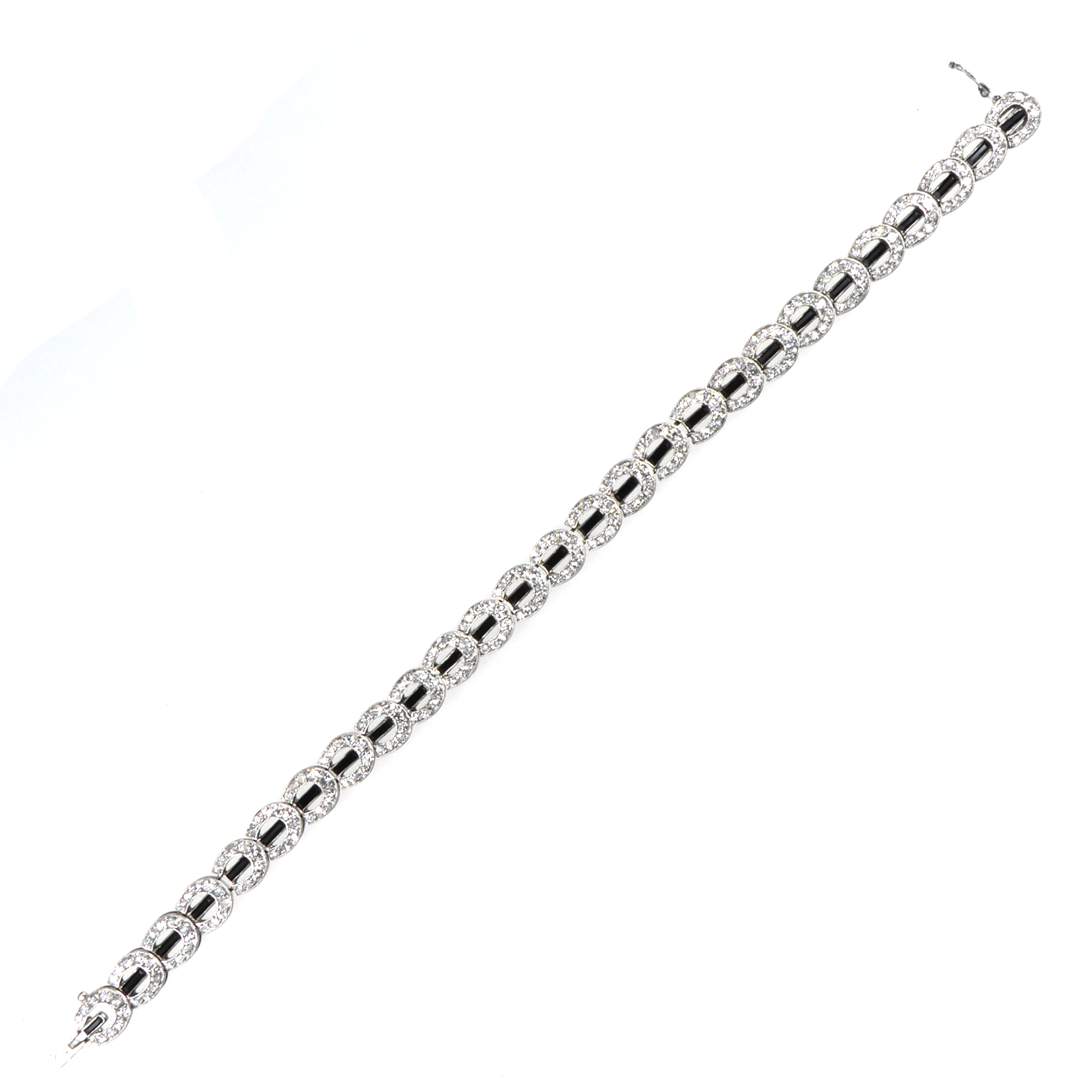 Diamond and onyx horseshoe bracelet